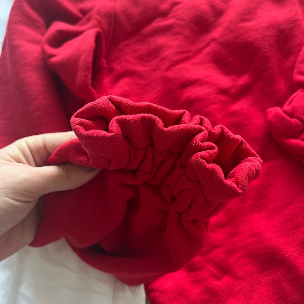 Red Ruffle Sleeve Sweater - Picture 3 of 4